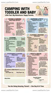 Camping With Toddler And Baby Checklist | Printable Family Packing List PDF Design Template