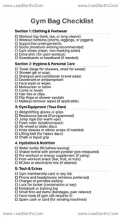 Gym Bag Checklist PDF – What to Pack for Every Workout Design Template