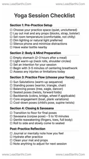 Yoga Session Checklist PDF – Home Practice & Studio Planner Design Template