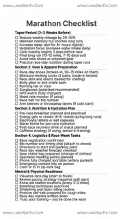 Marathon Checklist PDF – Taper, Gear, Nutrition & Race Prep Design Template