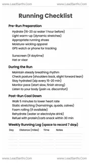 Running Checklist PDF – Printable Daily Running Planner Design Template
