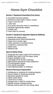 Home Gym Checklist PDF – Essential Equipment & Setup Guide Design Template