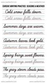Printable Cursive Seasons and Weather Worksheet 8 Design Template