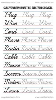 Cursive Technology Words Worksheet: Digital Age Penmanship Practice Design Template
