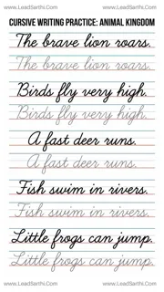 Printable Cursive Animal Sentences Practice Sheet 6 (Free Tracing PDF) Design Template