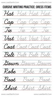 Cursive Clothing Words Practice Sheet: Apparel Vocabulary Script Tracing Design Template
