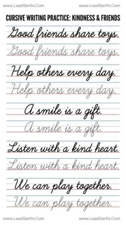 Printable Cursive Kindness Sentences Practice Sheet 7 Design Template
