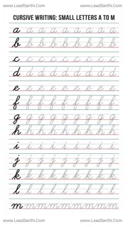 Printable Cursive Lowercase Letters a to m Worksheet (10-Row Tracing PDF) Design Template