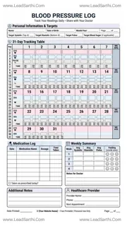 Blood Pressure Logsheet | Printable Clinical Tracker | Monitor & Track Daily Readings Design Template