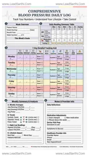 Comprehensive Blood Pressure Daily Log | Weekly Tracker with Lifestyle Factors | Printable Health Jo Design Template