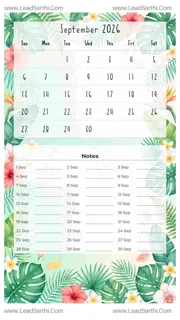 September 2026 Calendar Template 13 Summer Theme 229 Design Template