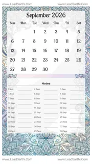 September 2026 Calendar Template 11 Mandala Theme 256 Design Template