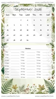 September 2026 Calendar Template 23 Forest Theme 134 Design Template