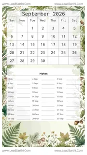 September 2026 Calendar Template 8 Forest Theme 196 Design Template