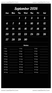 September 2026 Calendar Template 19 Dark Theme 47 Design Template