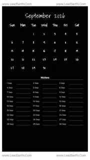 September 2026 Calendar Template 21 Dark Theme 164 Design Template