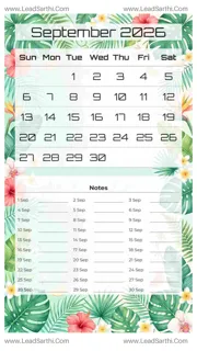September 2026 Calendar Template 15 Summer Theme 271 Design Template