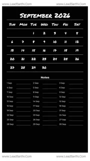 September 2026 Calendar Template 24 Dark Theme 206 Design Template