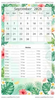 September 2026 Calendar Template 8 Summer Theme 64 Design Template