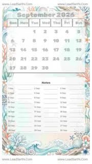 September 2026 Calendar Template 5 Ocean Theme 146 Design Template