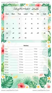 September 2026 Calendar Template 23 Summer Theme 61 Design Template
