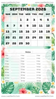 September 2026 Calendar Template 17 Summer Theme 183 Design Template