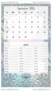 September 2026 Calendar Template 13 Mandala Theme 173 Design Template