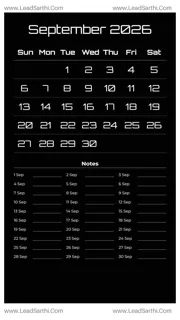 September 2026 Calendar Template 15 Dark Theme 130 Design Template