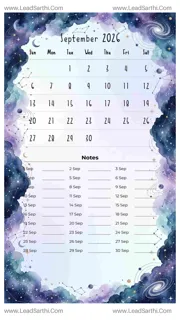 September 2026 Calendar Template 13 Galaxy Theme 152 Design Template