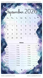 September 2026 Calendar Template 18 Galaxy Theme 240 Design Template