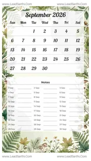 September 2026 Calendar Template 19 Forest Theme 155 Design Template