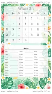 September 2026 Calendar Template 25 Summer Theme 120 Design Template