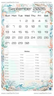 September 2026 Calendar Template 15 Ocean Theme 188 Design Template