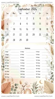 September 2026 Calendar Template 13 Botonical Theme 264 Design Template