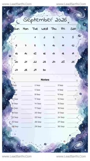 September 2026 Calendar Template 23 Galaxy Theme 182 Design Template