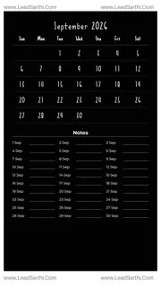 September 2026 Calendar Template 13 Dark Theme 156 Design Template
