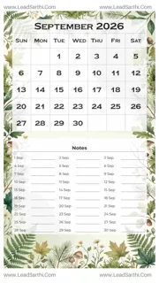 September 2026 Calendar Template 14 Forest Theme 123 Design Template