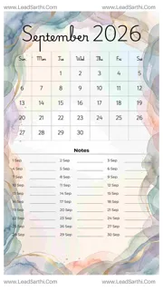 September 2026 Calendar Template 18 Watercolor Theme 199 Design Template