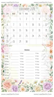 September 2026 Calendar Template 25 Floral Theme 17 Design Template