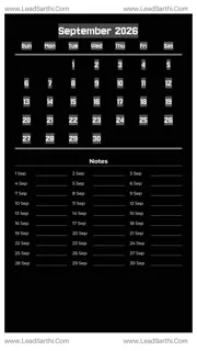 September 2026 Calendar Template 4 Dark Theme 200 Design Template