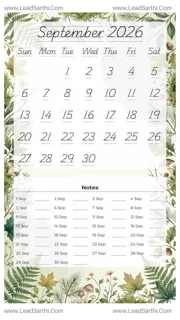 September 2026 Calendar Template 3 Forest Theme 248 Design Template