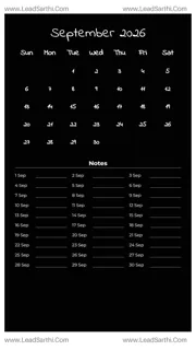 September 2026 Calendar Template 23 Dark Theme 115 Design Template