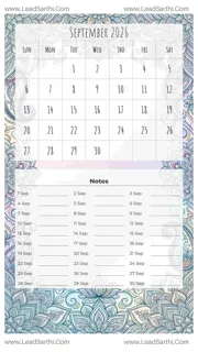 September 2026 Calendar Template 25 Mandala Theme 270 Design Template