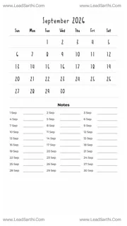 September 2026 Calendar Template 13 White BG 83 Design Template