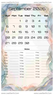 September 2026 Calendar Template 15 Watercolor Theme 192 Design Template