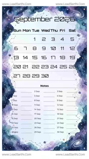September 2026 Calendar Template 15 Galaxy Theme 117 Design Template