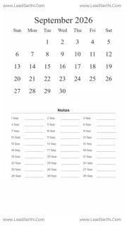 September 2026 Calendar Template 1 Summer Theme 216 Design Template