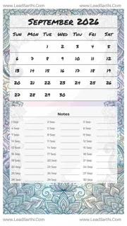 September 2026 Calendar Template 24 Mandala Theme 273 Design Template