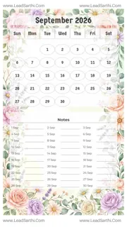 September 2026 Calendar Template 9 Floral Theme 70 Design Template
