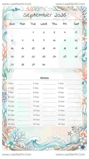 September 2026 Calendar Template 23 Ocean Theme 31 Design Template